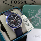 Fossil Grant Chronograph Blue Dial Blue Leather Strap Watch for Men - FS5373 Authentic Buy Shop Now