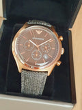 Emporio Armani Zeta Chronograph Brown Dial Gray Fabric Strap Watch for Men - AR1976 Authentic Buy Shop Now