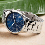 Guess Hendrix Chronograph Blue Dial Silver Steel Strap Watch for Men - W1309G1 Authentic Buy Shop Now