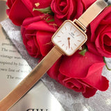Daniel Wellington Quadro Studio White Dial Rose Gold Mesh Strap Watch For Women - DW00100517 Authentic Buy Shop Now