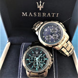 Maserati Successo Chronograph Blue Dial Black Steel Strap Watch For Men - R8873621005 Authentic Buy Shop Now