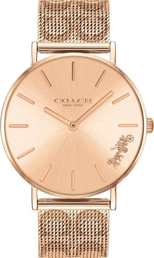 Coach Perry Rose Gold Dial Rose Gold Mesh Bracelet Watch for Women - 14503343 Authentic Buy Shop Now