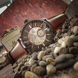 Fossil Townsman Automatic Skeleton Black Dial Brown Leather Strap Watch for Men - ME3181 Authentic Buy Shop Now