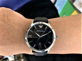 Emporio Armani Giovanni Analog Black Dial Black Leather Strap Watch For Men - AR11210 Authentic Buy Shop Now
