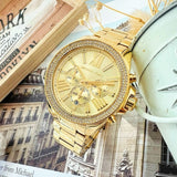 Michael Kors Wren Chronograph Gold Dial Gold Steel Strap Watch for Women - MK7428 Authentic Buy Shop Now