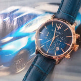 Maserati Epoca Blue Dial Leather Blue Strap Watch For Men - R8871618007 Authentic Buy Shop Now