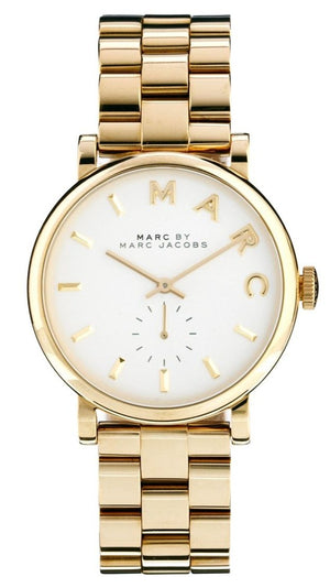 Marc Jacobs Baker White Dial Gold Steel Strap Watch for Women - MBM3243 Authentic Buy Shop Now