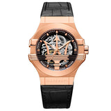 Maserati Potenza Automatic Rose Gold Dial Black Leather Strap Watch For Men - R8821108002 Authentic Buy Shop Now