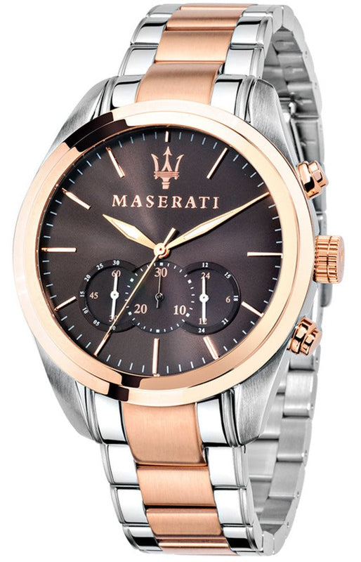 Maserati Traguardo Chronograph Brown Dial Two Tone Steel Strap Men's Watch - R8873612003 Authentic Buy Shop Now