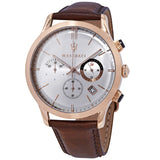 Maserati Ricordo Chronograph Silver Dial Brown Leather Strap Watch For Men - R8871633002 Authentic Buy Shop Now
