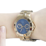 Marc Jacobs Blade Chronograph Blue Dial Gold Steel Strap Watch for Women - MBM3307 Authentic Buy Shop Now