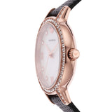 Emporio Armani Cleo Three-Hand Mother of Pearl Dial Black Leather Strap Watch For Women - AR11485 Authentic Buy Shop Now