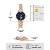 Emporio Armani Meccanico Crystals Black Dial Rose Gold Steel Strap Watch For Women - AR60043 Authentic Buy Shop Now