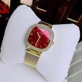 Guess Quartz Red Dial Gold Mesh Strap Watch For Women - GW0354L4 Authentic Buy Shop Now