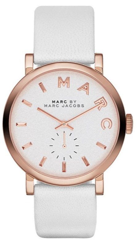 Marc Jacobs Baker White Dial White Leather Strap Watch for Women - MBM1284 Authentic Buy Shop Now