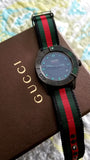 Gucci G Timeless Sport Black Dial Two Tone NATO Strap Watch For Men - YA126229 Authentic Buy Shop Now