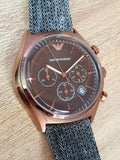 Emporio Armani Zeta Chronograph Brown Dial Gray Fabric Strap Watch for Men - AR1976 Authentic Buy Shop Now