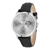 Maserati Ricordo Silver Dial Black Leather Strap Watch For Men - R8871633001 Authentic Buy Shop Now