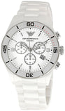Emporio Armani Ceramic Chronograph White Dial White Ceramic Strap Watch For Men - AR1424 Authentic Buy Shop Now