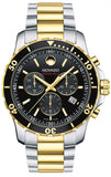 Movado Series 800 Chronograph Black Dial Two Tone Steel Strap Watch For Men - 2600146 Authentic Buy Shop Now