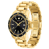 Movado Series 800 Black Dial Gold Steel Strap Watch For Men - 2600145 Authentic Buy Shop Now