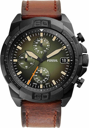 Fossil Bronson Chronograph Black Dial Brown Leather Strap Watch for Men - FS5856 Authentic Buy Shop Now