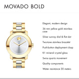 Movado Bold Silver Dial Two Tone Steel Strap Watch for Women - 3600129 Authentic Buy Shop Now