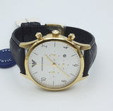 Emporio Armani Classic Chronograph White Dial Black Leather Strap Watch For Men - AR1892 Authentic Buy Shop Now