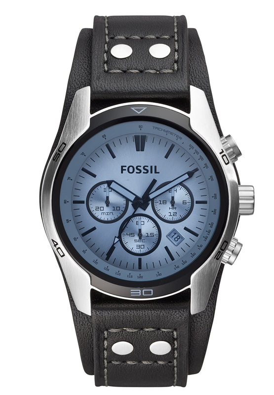 Fossil Coachman Chronograph Blue Dial Black Leather Strap Watch for Men - CH2564 Authentic Buy Shop Now