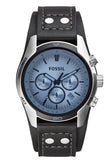 Fossil Coachman Chronograph Blue Dial Black Leather Strap Watch for Men - CH2564 Authentic Buy Shop Now