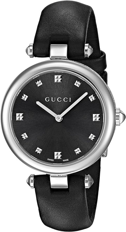 Gucci Diamantissima Diamonds Black Dial Black Leather Strap Watch For Women - YA141403 Authentic Buy Shop Now