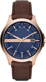 Armani Exchange Hampton Chronograph Blue Dial Brown Leather Strap Watch For Men - AX2172 Authentic Buy Shop Now