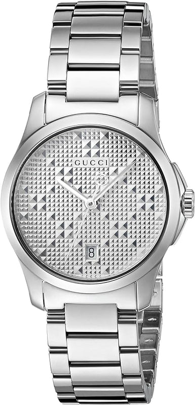 Gucci G Timeless Quartz Silver Dial Silver Steel Strap Watch For Women - YA126551 Authentic Buy Shop Now
