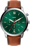 Fossil Neutra Chronograph Green Dial Brown Leather Strap Watch for Men - FS5735 Authentic Buy Shop Now