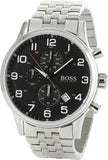 Hugo Boss Aeroliner Black Dial Silver Steel Strap Watch for Men - 1513181 Authentic Buy Shop Now