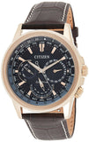 Citizen Eco Drive Calendrier Black Dial Brown Leather StrapWatch For Men - BU2023-12E Authentic Buy Shop Now