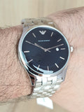 Emporio Armani Lambda Blue Dial Silver Steel Strap Watch for Men - AR11019 Authentic Buy Shop Now