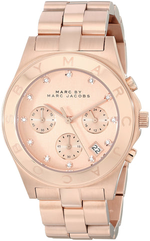 Marc Jacobs Blade Chronograph Rose Gold Dial Rose Gold Steel Strap Watch for Women - MBM3102 Authentic Buy Shop Now