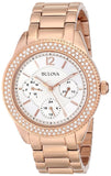 Bulova Crystal Silver Dial Rose Gold Steel Strap Watch for Women - 97N101 Authentic Buy Shop Now