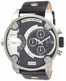 Diesel Little Daddy Black Dial Black Leather Strap Watch For Men - DZ7256 Authentic Buy Shop Now