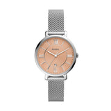 Fossil Jacqueline Three Hand Pink Dial Silver Mesh Strap Watch for Women - ES5089 Authentic Buy Shop Now