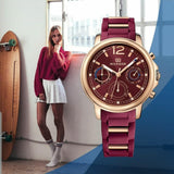 Tommy Hilfiger Claudia Red Dial Two Tone Steel Strap Watch for Women - 1781744 Authentic Buy Shop Now
