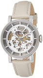 Fossil Boyfriend Automatic Skeleton Silver Dial White Leather Strap Watch for Women - ME3069 Authentic Buy Shop Now