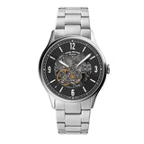 Fossil Forrester Automatic Skeleton Black Dial Silver Steel Strap Watch for Men - ME3180 Authentic Buy Shop Now
