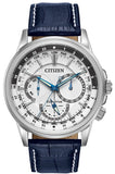 Citizen Eco Drive Calendrier White Dial Blue Leather Strap Watch For Men - BU2020-11A Authentic Buy Shop Now