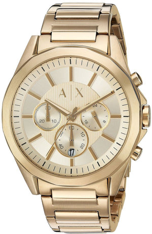 Armani Exchange Drexler Chronograph Gold Dial Gold Steel Strap Watch For Men - AX2602 Authentic Buy Shop Now