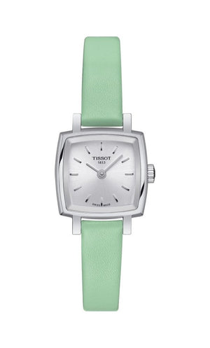 Tissot T Lady Lovely Square Silver Dial Light Green Leather Strap Watch for Women - T058.109.16.031.01 Authentic Buy Shop Now