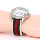 Gucci G Timeless White Dial Two Tone Nylon Strap Watch For Men - YA126231 Authentic Buy Shop Now