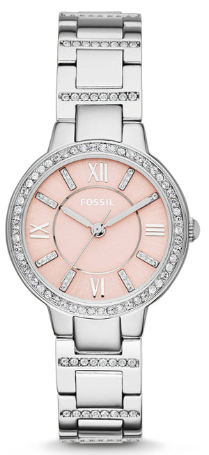 Fossil Virginia Pink Dial Silver Steel Strap Watch for Women - ES3504 Authentic Buy Shop Now