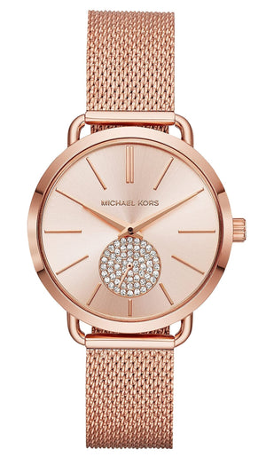 Michael Kors Portia Rose Gold Dial Rose Gold Mesh Bracelet Watch for Women - MK3845 Authentic Buy Shop Now